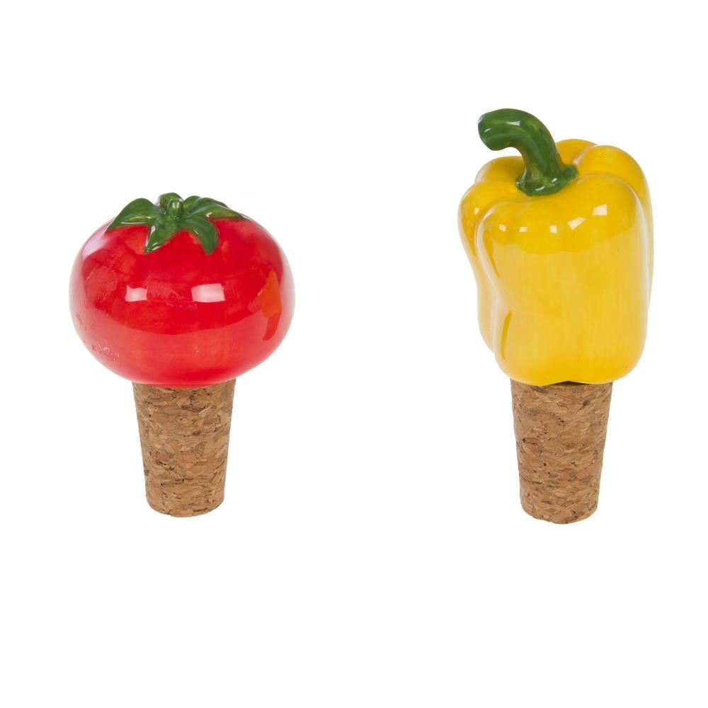 Coffret de 2 bouchons déco légumes -  Multicolore Autre Céramique Amadeus 3.6x3.6 cm