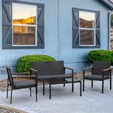 thumbnail of Outsunny Conjunto Muebles de Ratán con Cojines 4 Piezas Acolchados con 1 Sofá Individual 1 para Doble Negro y Gris
