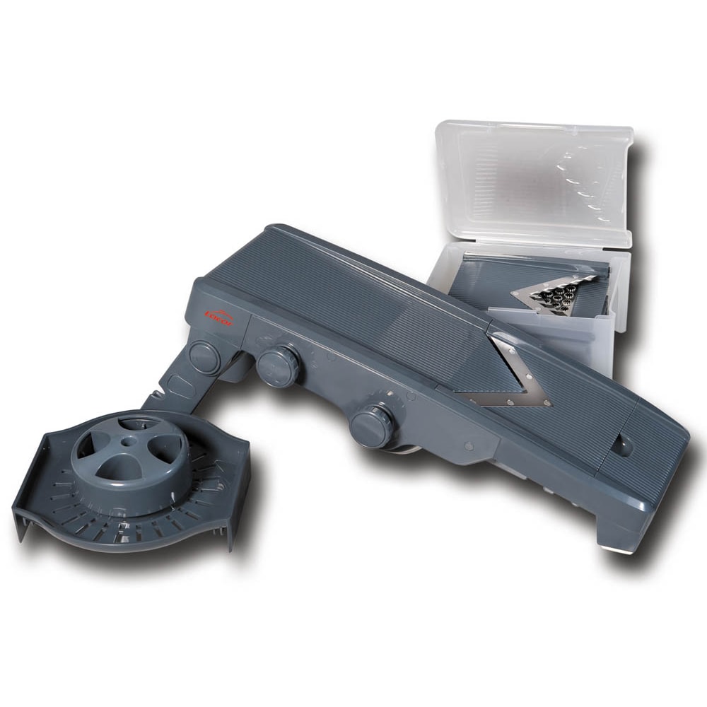 Lacor - 60356 - Mandolina Con corte  en V  con 5 Cuchillas + Exprimidor - Gris