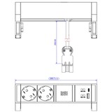 thumbnail of BACHMANN DESK2 ALU BLACK 2xSchutzkt.USB, USB Charger 22W A&C 0,2m GST18