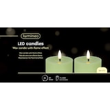 thumbnail of 2 LED Teelichter 7x6cm Wachskerzen Timer Flammenlose Teelichtkerzen Warmweiß Tischkerzen Wachs Dekokerzen Teelicht Kerzen Timerfunktion Warm Hellgrün