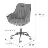 thumbnail of Cadeira de escritório HWC-J62, cadeira giratória, cadeira de secretária, cadeirão, tecido/têxtil com apoio de braços ~ antracite
