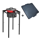 thumbnail of 1-pits gasfornuis Barbecue grill 4,5kW 2in1 Gietijzeren brander + 40×40cm gietijzeren grillplaat 3 verstelbare hoogtes Piezo INTEC