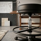 thumbnail of Arbeitshocker ROLAND Schwarz Rund Sitzhocker Rollen gebremst Arbeitsstuhl 120KG Hocker