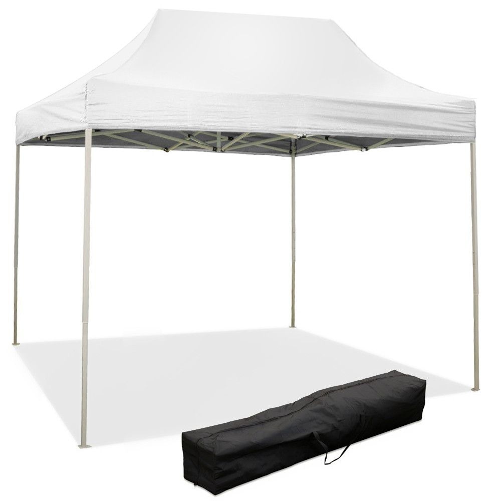 Gazebo dobrável dobrável 3 X 2 Branco revestido em PVC impermeável