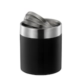 thumbnail of PROREGAL Schön geformter Tischabfallbehälter mit Flachschwingdeckel | 1,5 Liter, HxØ 13,8x12cm | Edelstahl / Schwaru