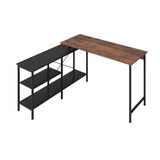 thumbnail of COSTWAY L-förmiger Schreibtisch, umkehrbarer Eckschreibtisch mit 2 offenen Regalen und CPU-Ständer, Computertisch mit Metallgestell