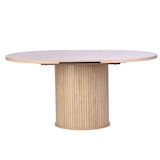 thumbnail of Table ronde extensible en mélaminé effet bois avec base de rangement, design élégant et fonctionnel, Ø120/160 cm, pour cuisine et séjour – ASCANIO