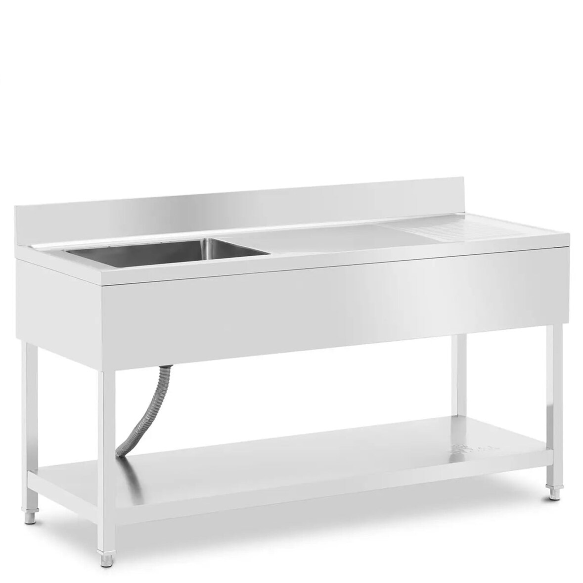 Helloshop26 - Lavello professionale in acciaio inox 1 vasca 160 x 60 x 97 cm acciaio inox argento 14_0009562