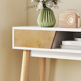 thumbnail of HOMCOM mesa de consola estrecha consola de recibidor mesa de sofá moderna con 2 cajones compartimento y patas de madera blanco