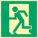 thumbnail of Schild Notausgang/Rettungsweg links, Kunststoff, langnachleuchtend, 160-mcd, 148x148 mm