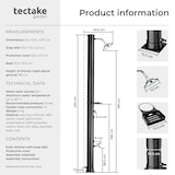 thumbnail of tectake Ducha solar TINTO, ecológica, resistente corrosión, con grifo de pie, 220x23x44cm, negro