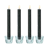 thumbnail of LED Kerze 4er SET Tafelkerze Stabkerze Echtwachs bewegliche Flamme Timer schwarz