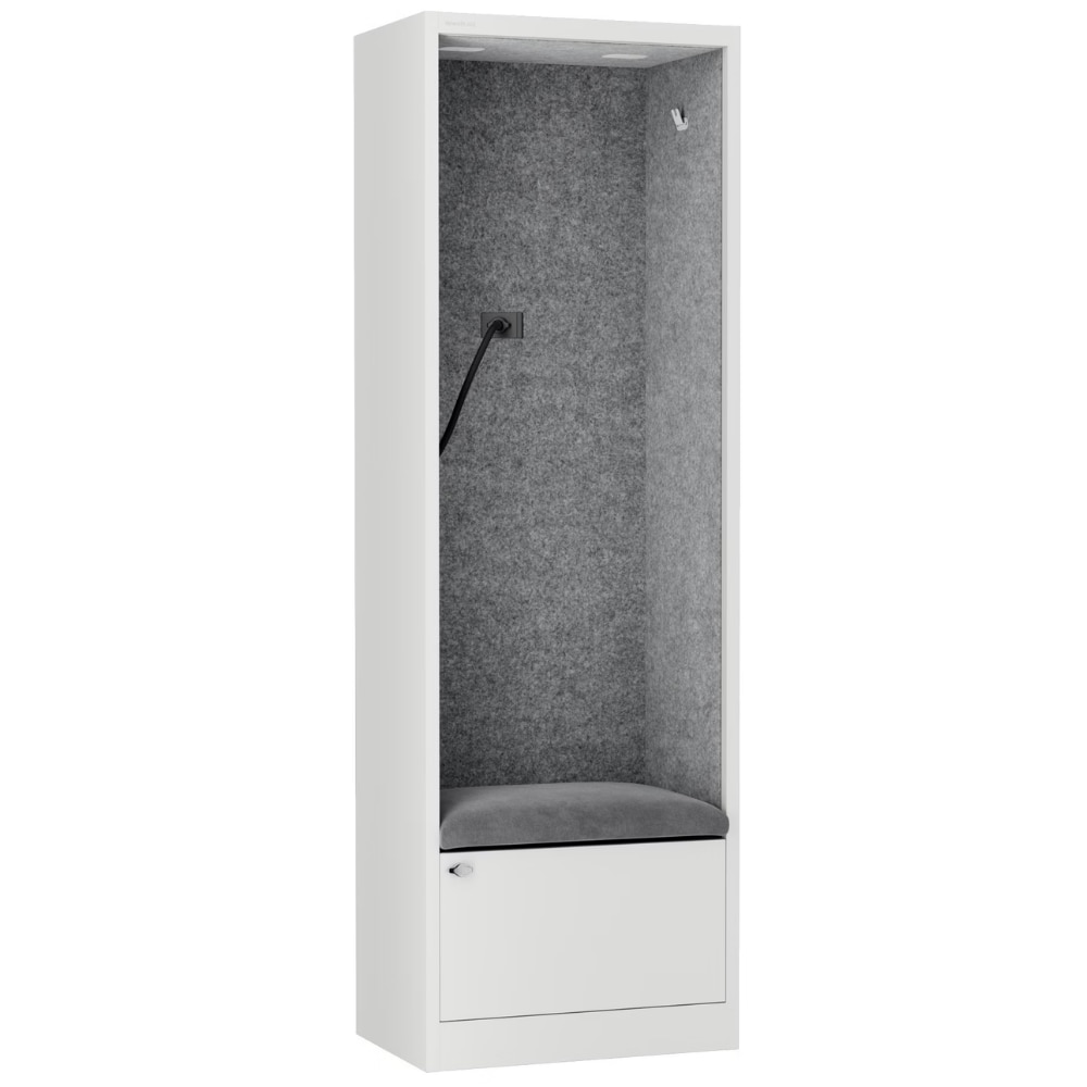 Akustikkabine mit Schalldämmung SALLY 185x60x40cm Weiß-Grau Telefonkabine Meetingbox Telefonbox Akustikbox Bürokabine Großraumbüro