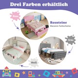 thumbnail of Einzelbett 90x200 aus Massivholz mit Stauraum und Schublade, Holzbett im kreativen Blockdesign, stabiles Bett mit Lattenrost, modernes Design Blau