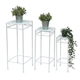 thumbnail of DanDiBo Blumenhocker Weiß Metall Eckig Blumenständer 96314 3er Set Beistelltisch Blumensäule Modern Pflanzenständer Pflanzenhocker
