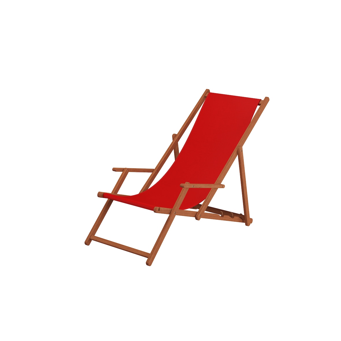 Liegestuhl rot Sonnenliege Gartenliege Holz Deckchair Strandstuhl Massivholz Gartenmöbel 10-308