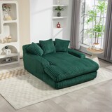 thumbnail of Schlafsofa Chaiselongue Cord Sofa mit 3 Kissen, ergonomisch und bequem, modernes Lounge Sofa für Wohnzimmer und Büro, 125x155x63 Smaragdgrün