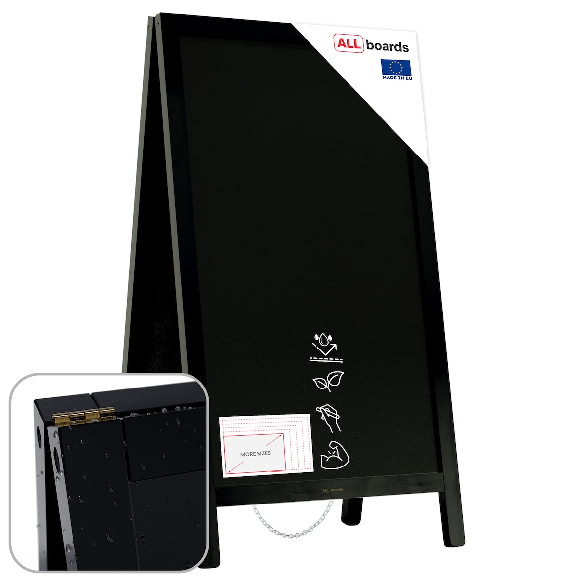 ALLboards Chevalet stop-trottoir étanche 78×44 cm cadre NOIR