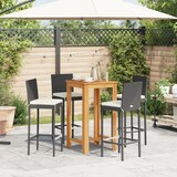 thumbnail of vidaXL 5-tlg. Gartenbar-Set Schwarz Massivholz Akazie und Poly Rattan