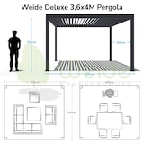 thumbnail of Weide E-Deluxe | elektrische Pergola mit LED | Voll Aluminium | 3,6 x 4 M | motorisiertes Lamellendach anthrazit