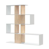thumbnail of Libreria Design Zig Zag Scaffale Mensola Moderna Bianca Rovere Mobile per Libri con Ripiani per Soggiorno Salotto 145 x 145 x 29 cm Bianco Rovere