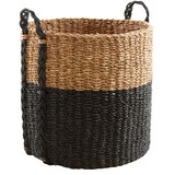 thumbnail of Cache-pot en jonc de mer naturel et teinté noir