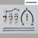 thumbnail of JULIAN | Vintage 3-Loch Badarmatur Silber gebürstet | Premium Retro Edelstahl Wasserhahn Waschbecken | Antike 2-Griff Mischbatterie Hotel Gastronomie