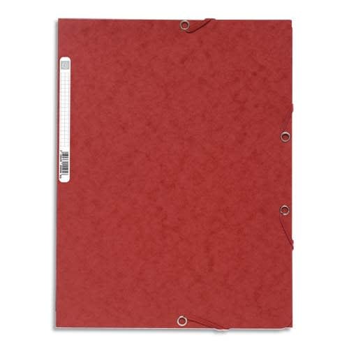 EXACOMPTA Chemise 3 rabats et élastique, en carte lustrée 5/10e, 400gr. Format 24x32cm. Coloris Rouge.
