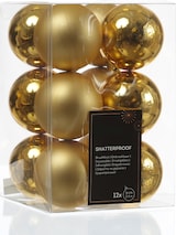 thumbnail of Christbaumkugeln Weihnachtskugeln bruchfest 6cm glänzend matt gold 12er Set