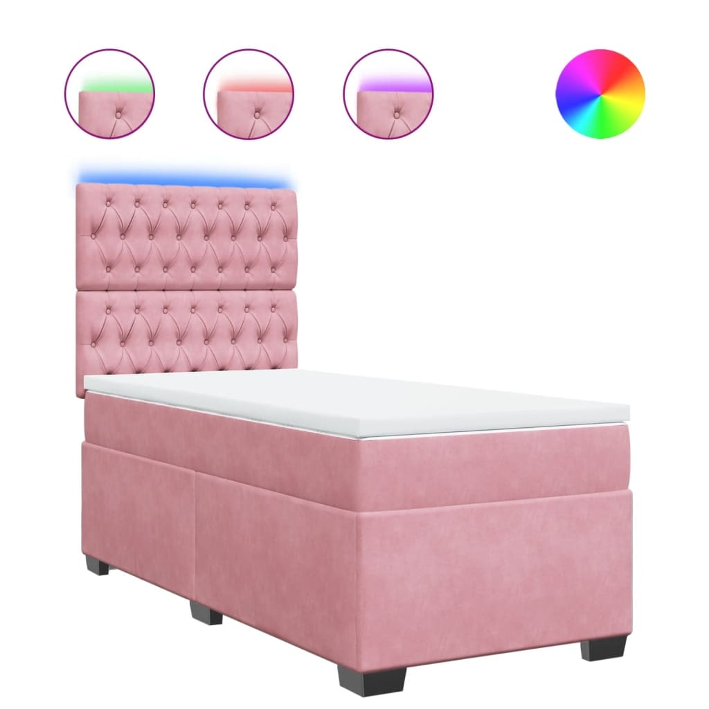 vidaXL Boxspringbett mit Matratze Rosa 90x200 cm Samt