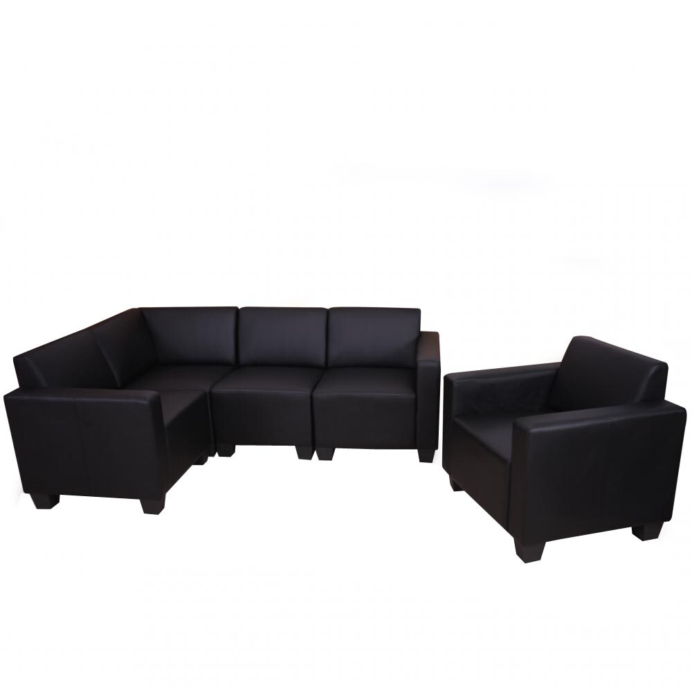 Modular Sofa-System Couch-Garnitur Lyon 4-1, Kunstleder ~ schwarz