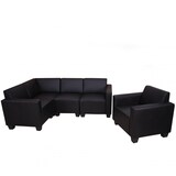 thumbnail of Modular Sofa-System Couch-Garnitur Lyon 4-1, Kunstleder ~ schwarz