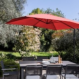 thumbnail of Parasol déporté 3x3m et 4 dalles à remplir aluminium rouge - Oviala
