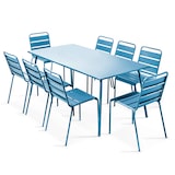 thumbnail of Ensemble table de terrasse et 8 chaises en métal bleu pacific  - Oviala