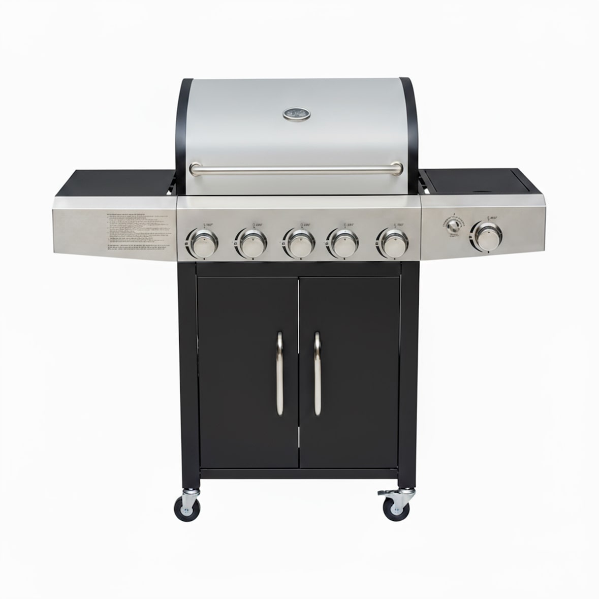 Barbecue a Gas Professionale XXL Da 19 kW con 6 Bruciatori in Acciaio Inox Fuoco Laterale Termometro Griglia Di Cottura 70x42 Cm 140×50×120 Cm Nero