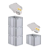 thumbnail of PROREGAL SuperSparSet 4x Eurobox NextGen Economy mit Scharnierdeckel & gelben Verschlüssen, Griffe zu, HxBxT 32x30x40cm, 30L, Eurobehälter, Box