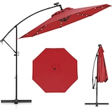 thumbnail of Guarda-sol COSTWAY, guarda-sol cantilever com 32 luzes LED solares e manivela, ângulo de inclinação ajustável, guarda-chuva de jardim