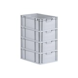 thumbnail of PROREGAL SuperSparSet 4x Eurobox NextGen Economy mit Scharnierdeckel & schwarzen Verschlüssen, Griffe zu, HxBxT 22x40x60cm, 44L, Eurobehälter, Box