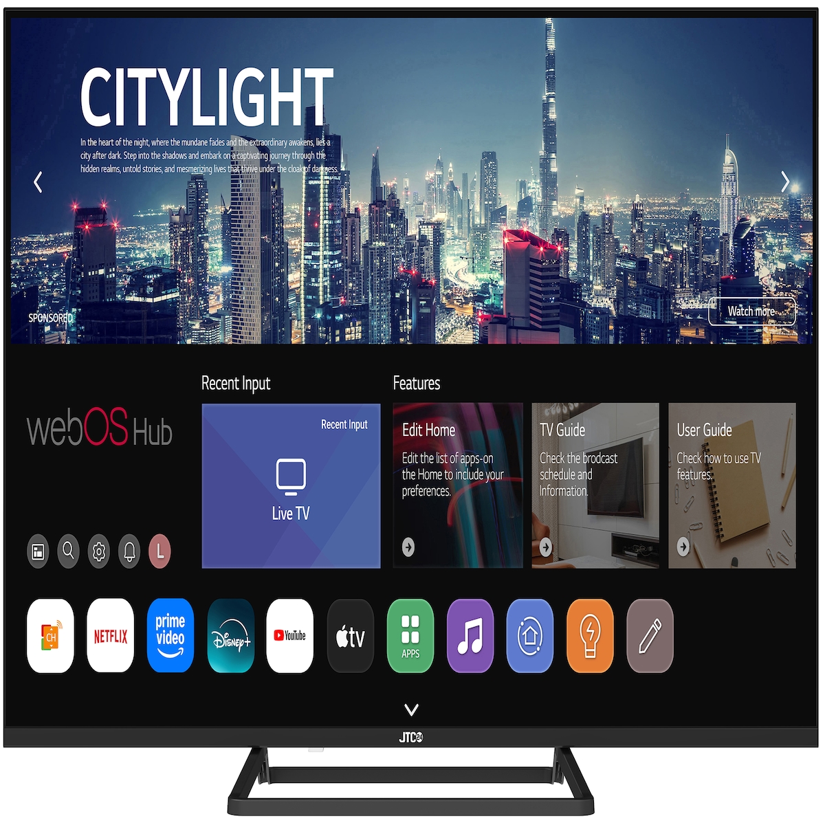 Rahmenloser 43" / 109 cm FHD Smart TV JTCS43F39432FLW, webOS Betriebssystem, Triple Tuner