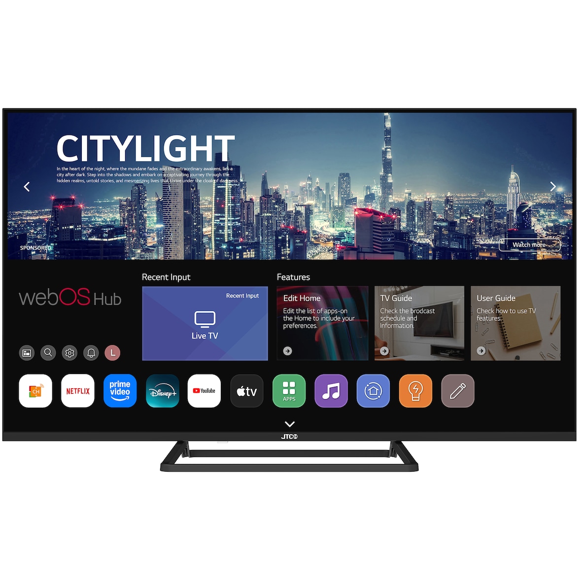 Rahmenloser 43" / 109 cm FHD Smart TV JTCS43F39432FLW, webOS Betriebssystem, Triple Tuner