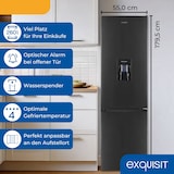 thumbnail of Exquisit Kühl-Gefrier-Kombination, Kühlschrank mit Gefrierfach, 260 Liter, Wasserspender, Alarm-Funktion, KGC5265-70-WS-040D inoxlook-az