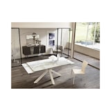 thumbnail of Ausziehbarer Tisch von 160 cm auf 240 cm, moderne Keramikplatte auf weißem Marmor aus gehärtetem Glas