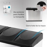 thumbnail of WellHome - Caixote do lixo ecológico 45 litros com 3 compartimentos (3x15L), cor Prateada - 58,5x40x46cm