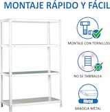 thumbnail of SimonRack Estantería Metálica con tornillos 1500x900x500 mm, 4 Alturas, 100 kg de Punto Flexión, Blanco - Comfort