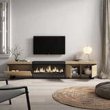 thumbnail of Mueble TV, Televisión, 288x35x57cm, Para TV gran formato, Chimenea eléctrica XXL, Diseño industrial, Roble y negro _494_55