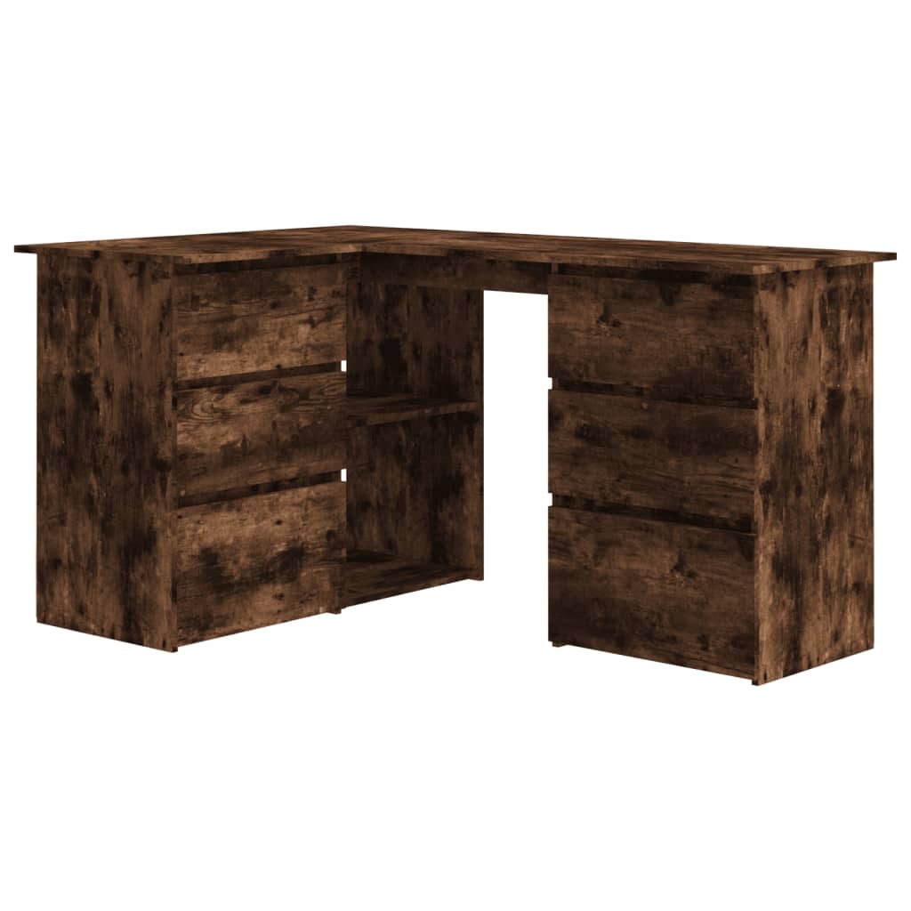 Scrivania Ad Angolo Rovere Fumo 145x100x76 Cm Legno Multistrato scrivania ufficio moderna economica