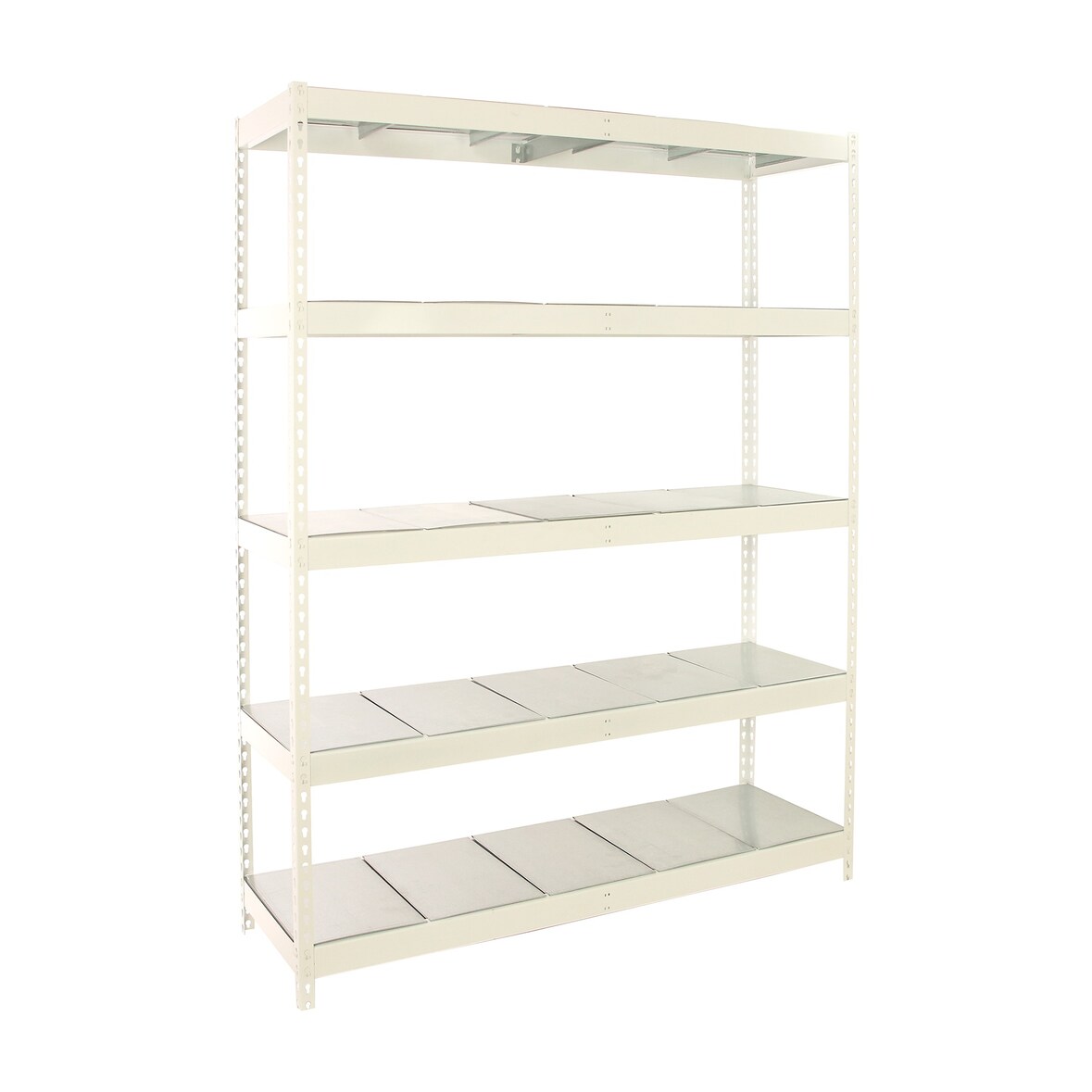 SimonRack Industrieregal, 2000x1800x900 mm, 600 kg am Biegepunkt, 5 Metallböden, Garagenregal, Weiss/Verzinkt- Simonforte
