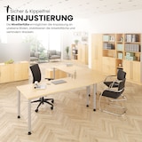 thumbnail of bümö höhenverstellbarer Schreibtisch H-Serie 180x80 cm in Buche, Gestell in Silber - großer PC Tisch für's Büro manuell höhenverstellbar,