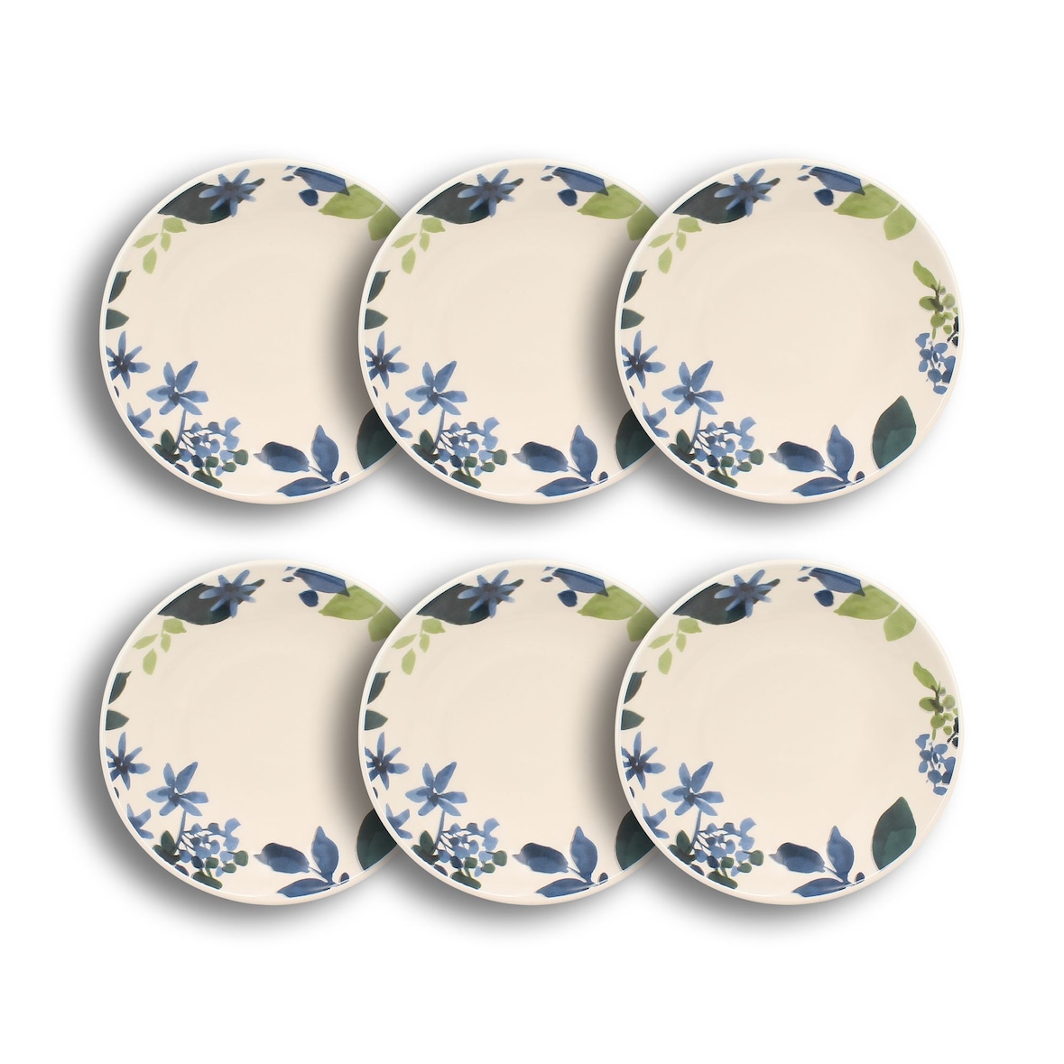 Novastyl - Lot 6 assiettes creuses bleuet 20.5cm en grès